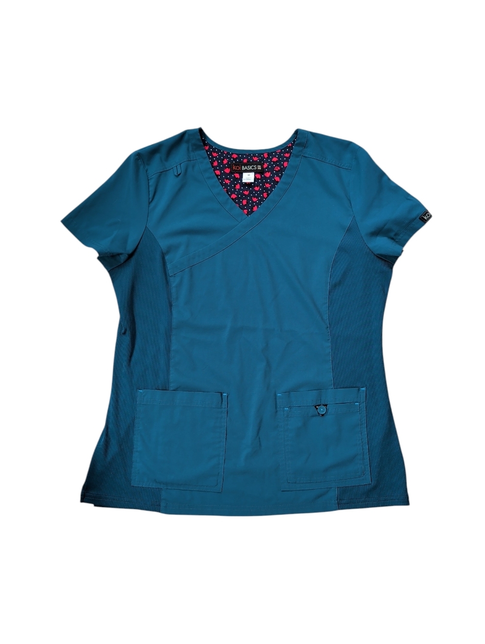 Koi Basics Four Pocket "Katie" Scrub Nurse Top MEDIUM Caribbean Style 374